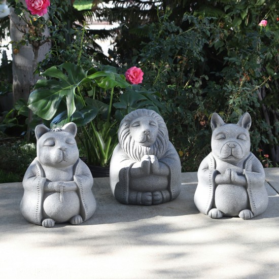 Resin, S/3 14"h Yoga Animals, Gray