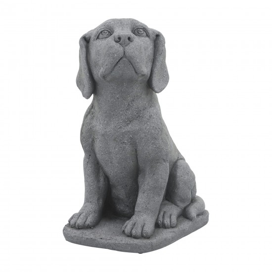 Resin, 16"h Puppy Looking Up, Gray