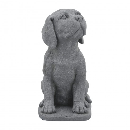 Resin, 16"h Puppy Looking Up, Gray