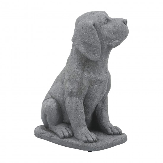 Resin, 16"h Puppy Looking Up, Gray