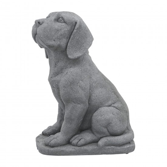 Resin, 16"h Puppy Looking Up, Gray