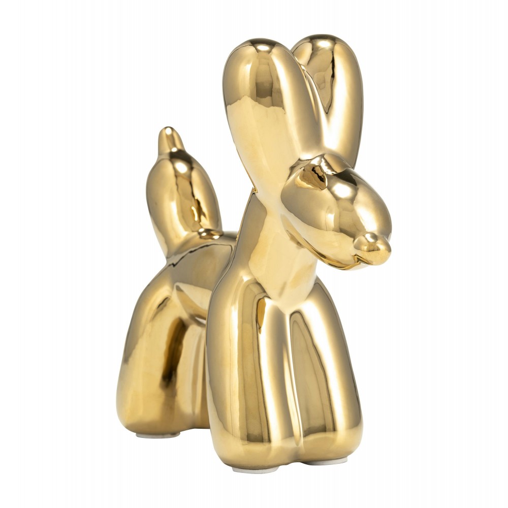 7"l Balloon Dog Animal, Gold