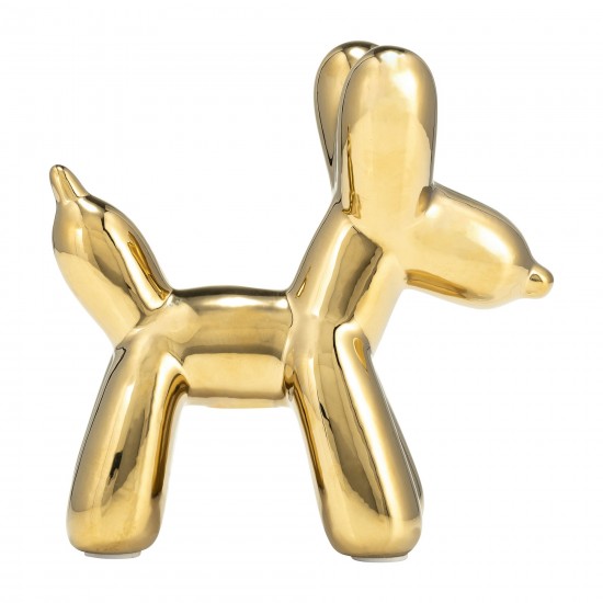 7"l Balloon Dog Animal, Gold