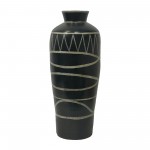 Terracotta, 22"h Modern Vase, Black