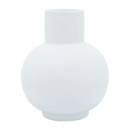 Cer, 8"h Bulbous Vase, White