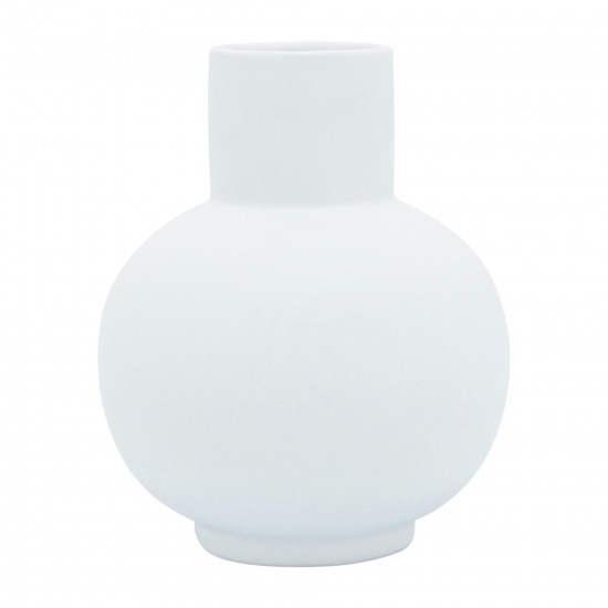 Cer, 8"h Bulbous Vase, White