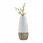 Cer, 13"h 2-tone Vase, Creme/white