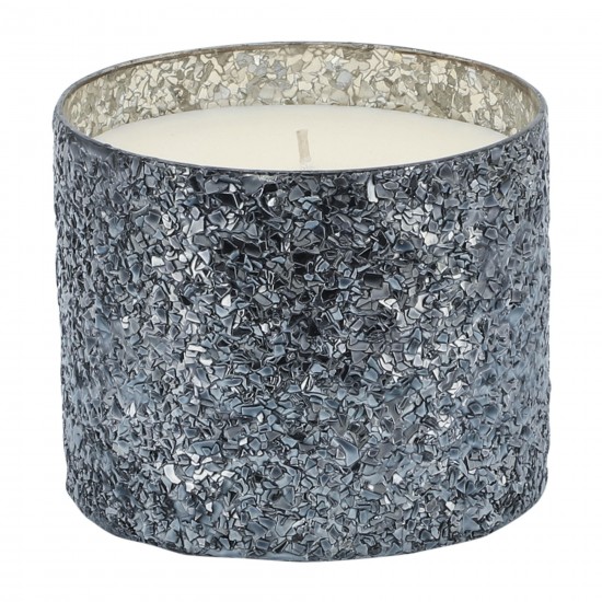 Candle On Gray Crackled Glass 26oz