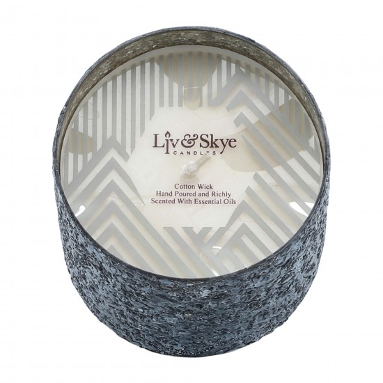 Candle On Gray Crackled Glass 26oz