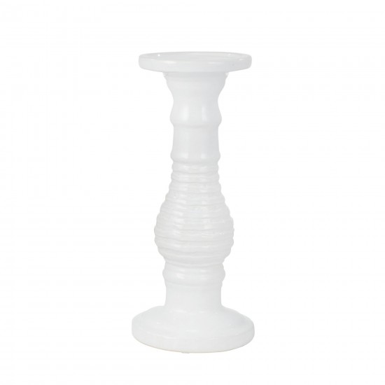 Ceramic 15" Candle Holder, White Stripe