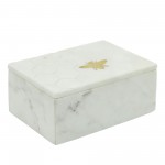 Marble 7x5 Marble Box W/ Bee Accent White