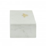 Marble 7x5 Marble Box W/ Bee Accent White