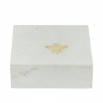 Marble 7x5 Marble Box W/ Bee Accent White