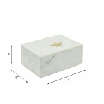 Marble 7x5 Marble Box W/ Bee Accent White