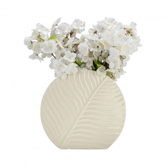 Cer, 11" Round Botanical Vase, Cotton