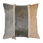 20x20" Leather, Cord Patchwork Decorative Pillow