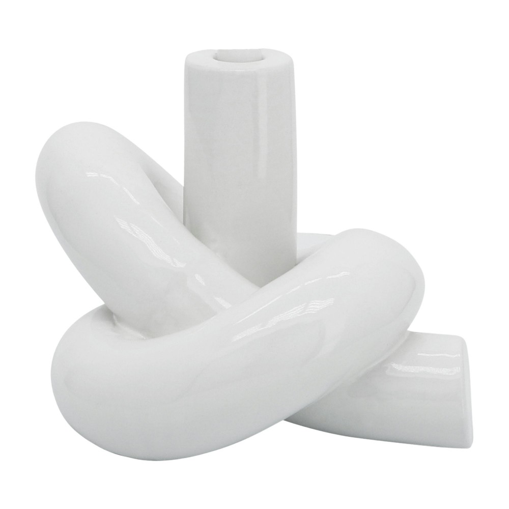 Cer, 6" Loopy Candle Holder, White