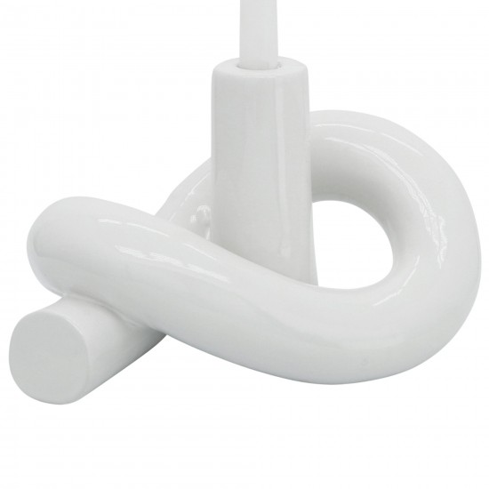 Cer, 6" Loopy Candle Holder, White