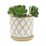 S/2 5/6" Cross Planter W/ Saucer, White