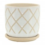 S/2 5/6" Cross Planter W/ Saucer, White