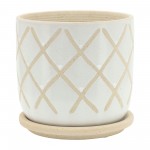 S/2 5/6" Cross Planter W/ Saucer, White