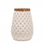 9" Textured Vase, White