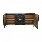 Wood, 63x30 Carved Circle Console Cabinet, Black