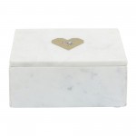 Marble, 7x5 Rectangular Box - Heart, White