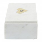 Marble, 7x5 Rectangular Box - Heart, White