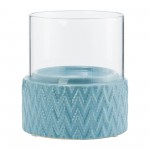 Turq Ceramic /glass 5" Pillar Holder, Chevron