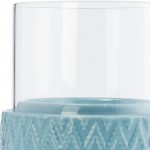 Turq Ceramic /glass 5" Pillar Holder, Chevron