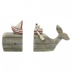 Resin, S/2 7"h Whale Bookends, Natural