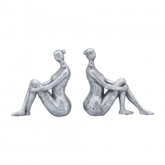 Resin, S/2 Silver Lady Bookends