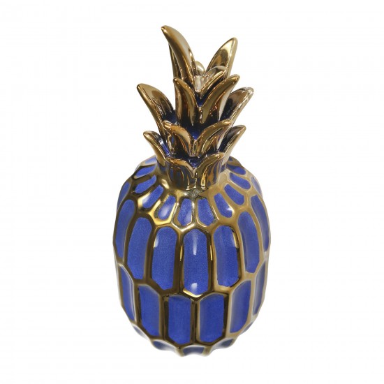 Ceramic 10.25" Pineapple Navy/gold