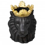 Resin 9" Lion W/ Crown, Black