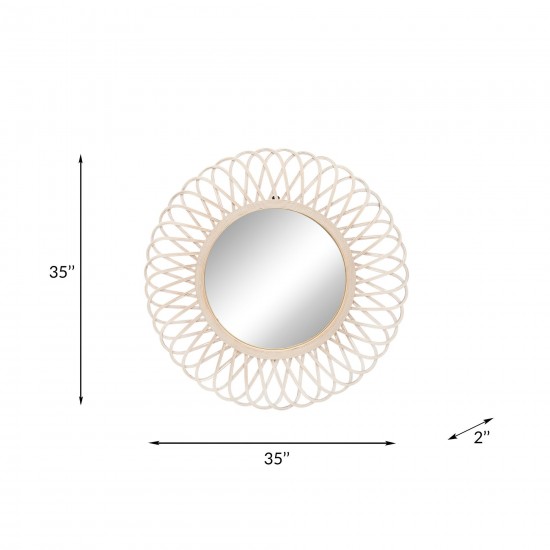 Wicker 35" Daisy Mirror, Natural