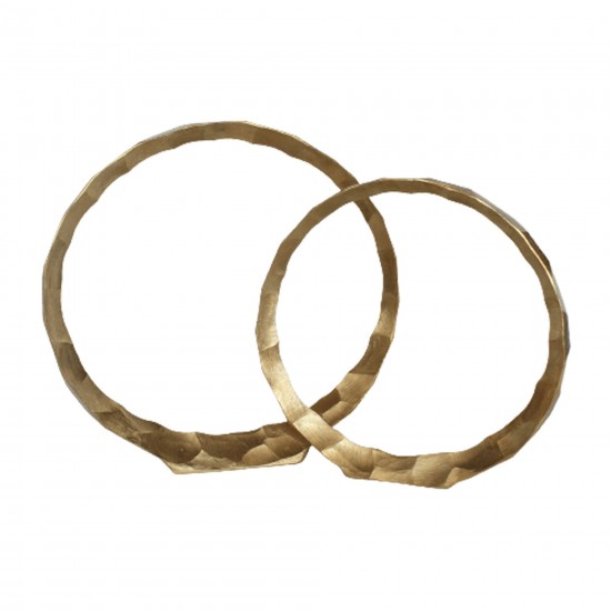 Metal, S/2, 14/17" Hammered Decorative Rings, Gold