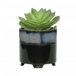 S/2 Ceramic 6/8" Footed Planter, Blue