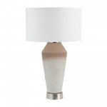 Glass, 25" Classic Table Lamp, Ivory/beige
