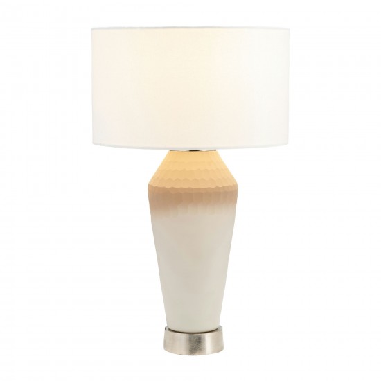 Glass, 25" Classic Table Lamp, Ivory/beige