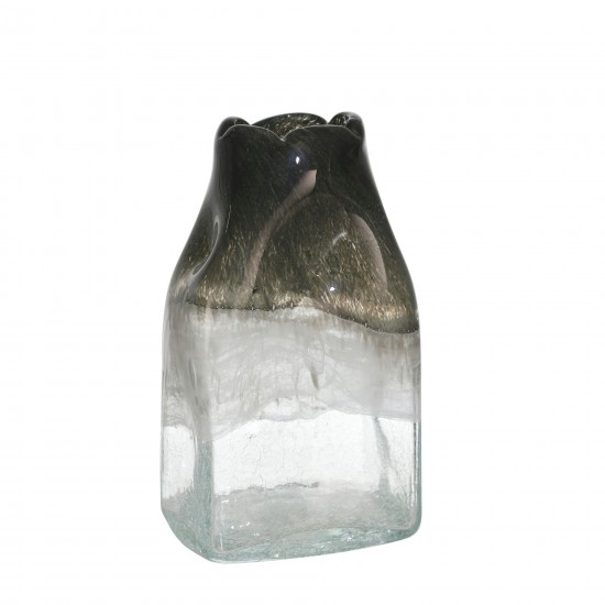 Glass 10" Bottle Vase, Smoke