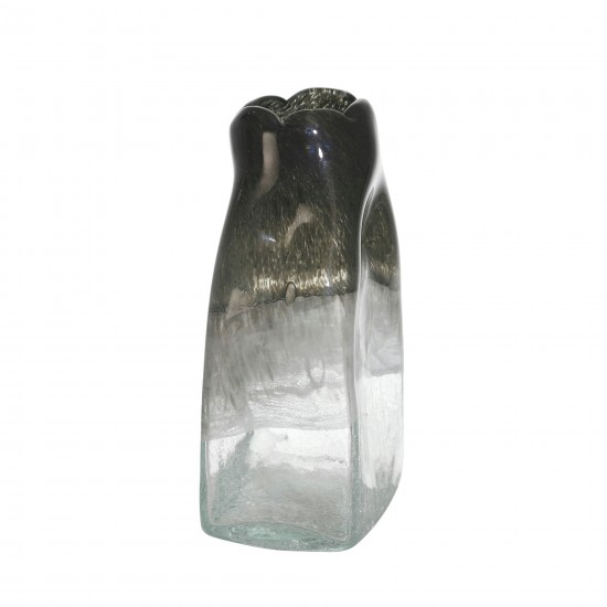 Glass 10" Bottle Vase, Smoke