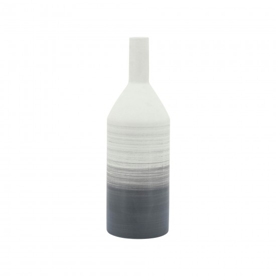 Cer, 18"h Matte 2 Tone Bottle Vase, Gray