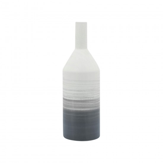 Cer, 18"h Matte 2 Tone Bottle Vase, Gray