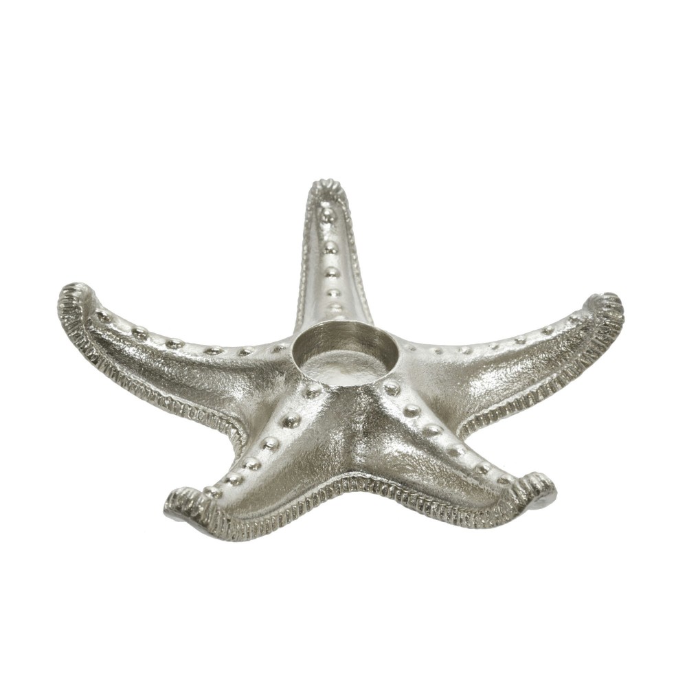 Metal 9" Starfish Tealight Holder, Silver