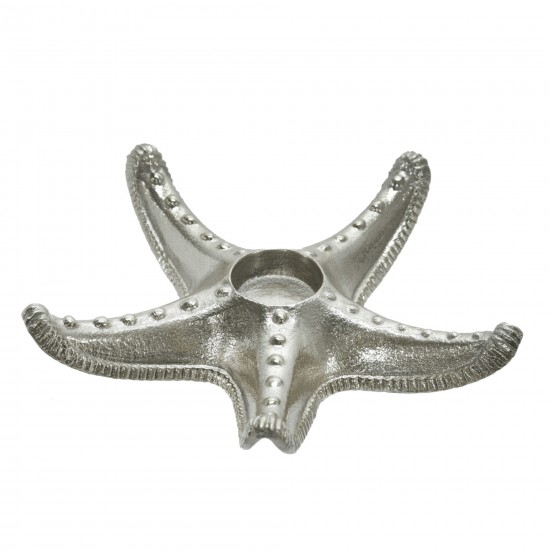 Metal 9" Starfish Tealight Holder, Silver