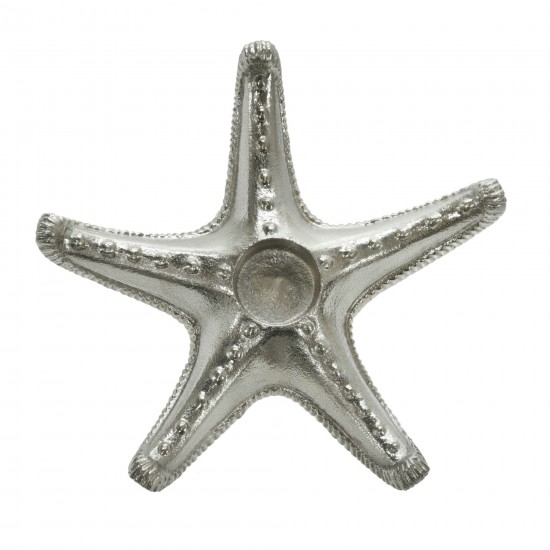 Metal 9" Starfish Tealight Holder, Silver