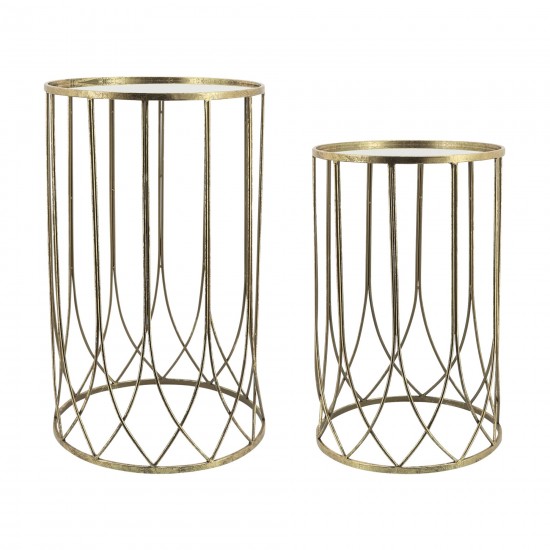 Metal, S/2 22/26"h Side Tables, Gold