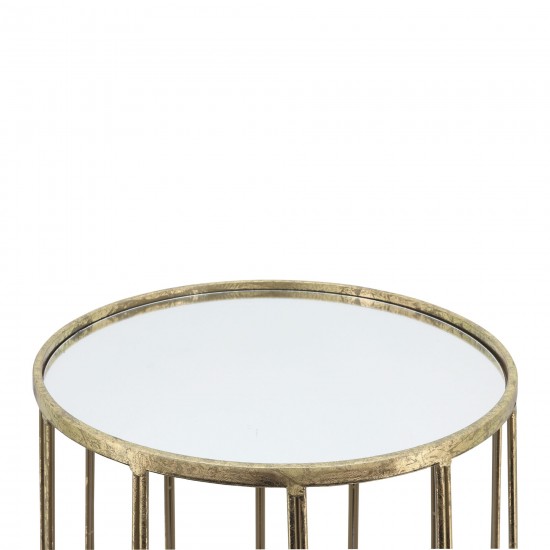 Metal, S/2 22/26"h Side Tables, Gold