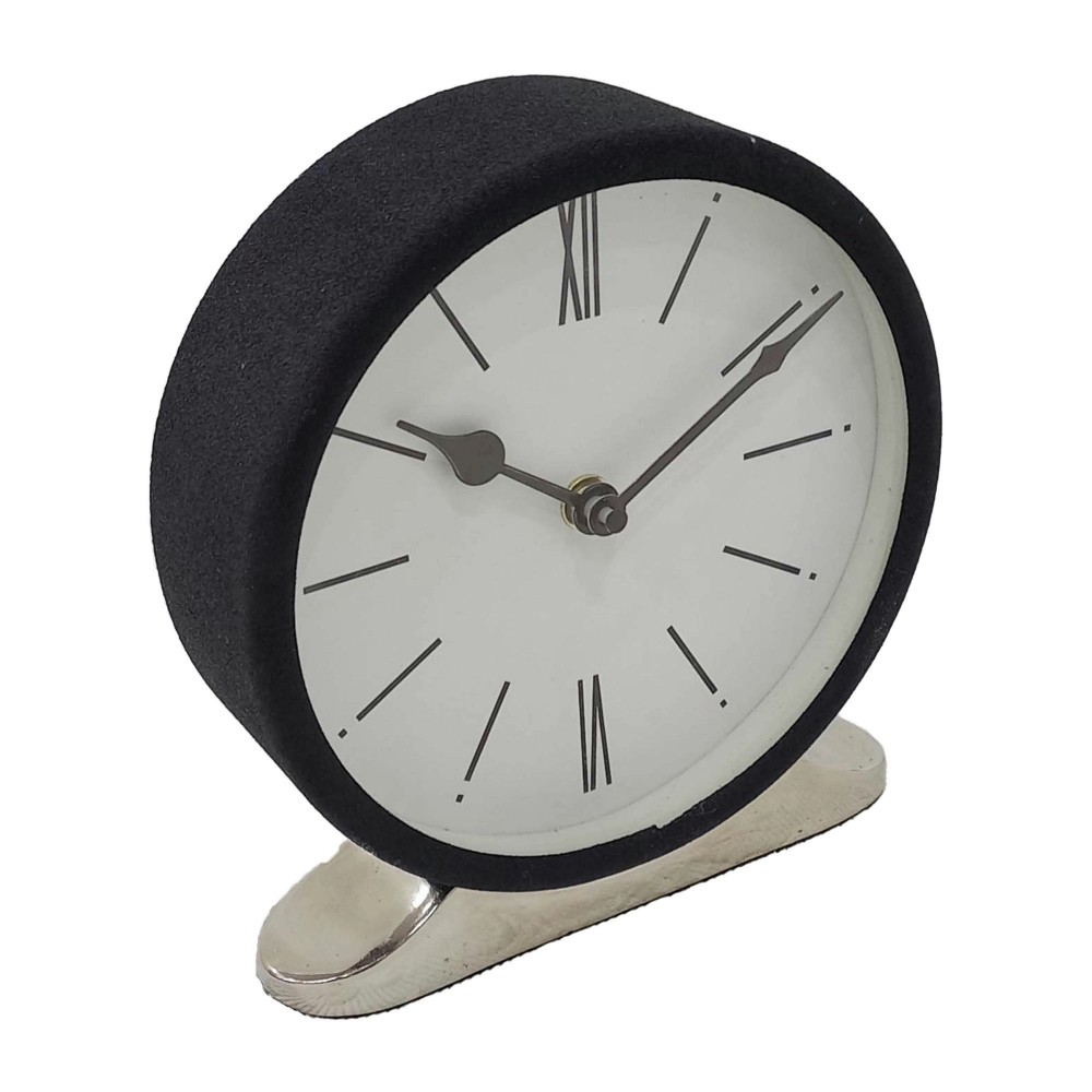 Metal,7"h,candid Table Clock,white/black